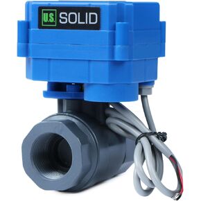 3/4 in UPVC Motorized Ball Valve - Plastic Electrical Ball Valve with Full Port, 2 Wire Auto Return, 9-36V AC/DC, Normally Closed