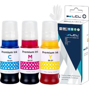 LCL Compatible Ink Bottle Replacement for Canon GI21 GI-21 GI-21C GI-21M GI-21Y for Canon PIXMA G3260 G3270 G2270 G2260 G1220 G1230 Printer (3-Pack Cyan Magenta Yellow)