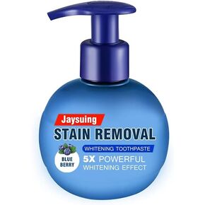 Press Toothpaste,Baking Soda Whitening Toothpaste,Jaysuing Stain Removal Whitening Toothpaste Strong Cleaning Power Natural Stain Remover Fluoride-Free Toothpaste（Blueberry Flavor）