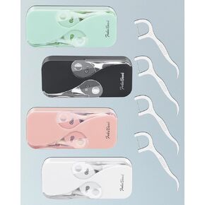 Portable Floss Dispenser with 48 Dental Picks - Dental Floss Picks for Teeth - Easy Grip Handle - Teeth flossers Picks - Dental Floss Sticks for Adults Travel - Floss Pick Holder in Kuwait