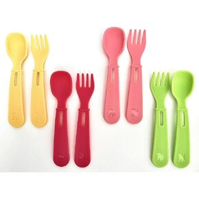 Toddler Kids Feeding Utensil Spoon and Fork Set, Set of 4 (8 Utensils Total) Compatible with Munchkin Lunch Bento Box Replacement (Boy), AG001