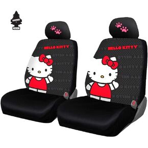 Hello Kitty Cord Car Accessories Seat Cover with Pink Paw Headrest Covers and Air Freshener