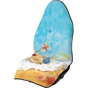 Coldinair Beach Starfish Print Beach Towel Car Seat Covers for Truck,Waterproof Sweat Car Seat Cover for Workout,Swimming,Beach,Universal Fit and Washable