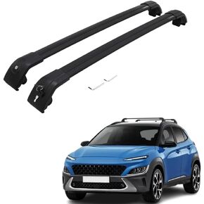 Roof Rack Cross Bars Fit for Hyundai Kona 2018-2023 Black Cargo Carrier Bag Luggage Kayak Bike Snowboard Skiboard