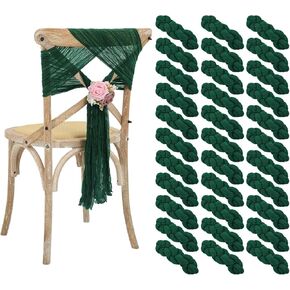 50 PCS Cheesecloth Chair Sashes, Wedding Aisle Decorations Chair Bows Sashes Designed, Universal Chair Covers Chair Sash for Wedding Reception Party Hotel Event Decoration(Dusty Blue)