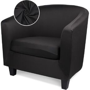 Barrel Chair Slipcovers, 2 Piece Tub Club Chair Slipcover Armchair Covers with Chair Cushion Covers, Soft Stretch Stylish Furniture Protector Washable Washable for Living Room Office Hotel