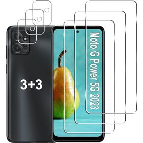 [3+3 Pack] Moto G Power 5G 2023 Screen Protector + Camera Lens Protector, 9H Hardness, Anti Scratch, Easy Installation, Bubble Free, HD Tempered Glass for Motorola Moto G Power 5G 2023