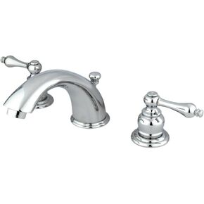Kingston Brass KB974AL Victorian Widespread Lavatory Faucet with Metal lever handle, Polished Chrome and Polished Brass,8-Inch Adjustable Center