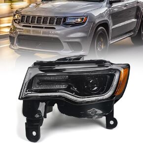 Headlight Assembly for Jeep Grand Cherokee 2017-2021 [Only for Xenon Type] [Black Housing] OE Headlamp Replacement Passenger Side