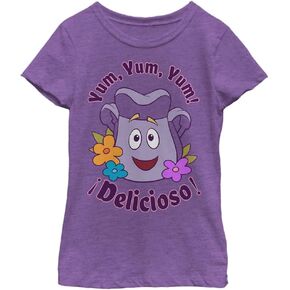 Nickelodeon Dora The Explorer Backpack Delicioso Girls Short Sleeve Tee Shirt