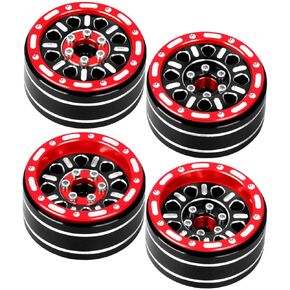 RC 1.2 Beadlock Wheels Adjustable 4 Offsets Rims for 1/18 TRX4M RC Crawler Car,1.2 Beadlock Wheels Adjustable 4 Negative Offsets Rims,Red