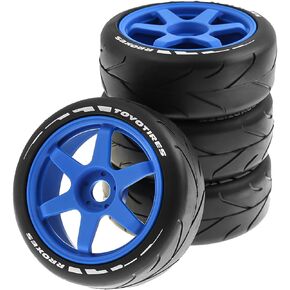 إطارات 1/8 RC على الطريق وعجلات الانجراف البلاستيكية الصلبة مقاس 17 مم إطارات سباق رالي سداسية مقاس 1:8 لسيارة الشارع بجولة في الشوارع Tamiya HPI WR8 HSP Hobao ARRMA Redcat Losi Kyosho VRX W10 4 قطع (أسود)