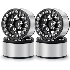 RC-Hub 4Pcs Alloy 1.0" Beadlock Wheels Rims 28.5mm for 1/24 Axial SCX24 90081 RC Crawler Car (Silver)