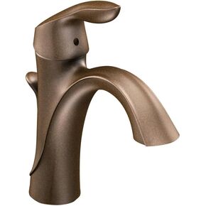 Moen Oil-Rubbed Bronze Single Hole Bathroom Sink Faucet Trim Kit with Deck Plate and Water Drain, Ideal for Bath Vanity Sinks, 6400ORB