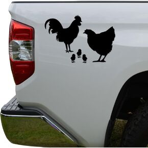 Rosie Decals Chicken Family Farm Hen Rooster Die Cut Vinyl Decal Sticker For Car Truck Motorcycle Window Bumper Wall Decor Size- [6 inch/15 cm] Wide Color- Gloss Black
