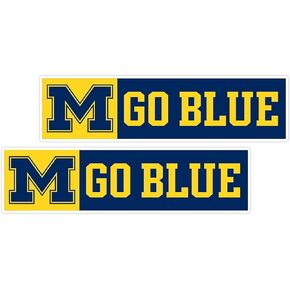 M GO Blue Vinyl Decal University of Mich Vinyl Decal //Any-Size//Michigan Wolverine Bumper Sticker Indoor Outdoor (3" х 12" (Set of 2))
