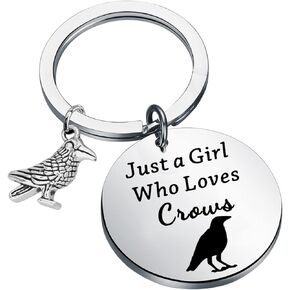 PLITI Crow Gift Crow Lover Gift Just A Girl Who Loves Crows Key rings Crow Bird Jewelry Raven Gift Crow Mom Gift