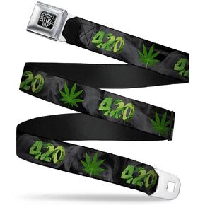 Buckle-Down Unisex-Adults Buckle-Down Seatbelt Belt Weed Regular,Black, 24-38 Inches US