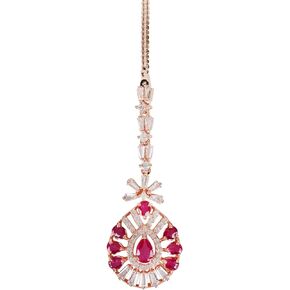 I Jewels Silver Plated Beautiful AD & CZ Studded Crystal Maang Tikka for Women and Girls (T2107-12)