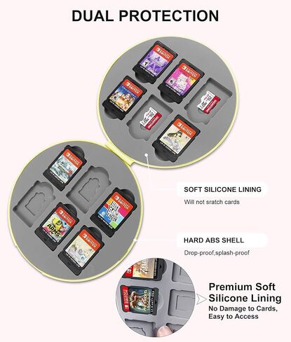 حافظة ألعاب سويتش لجهاز نينتندو سويتش/ لايت/ أوليد، حافظة خرطوشة تخزين محمولة لبطاقة تخزين الألعاب مع 16 فتحة لبطاقة الألعاب و16 فتحة لبطاقة SD الصغيرة، بطانة من السيليكون وإغلاق مغناطيسي، غلاف صلب in Kuwait