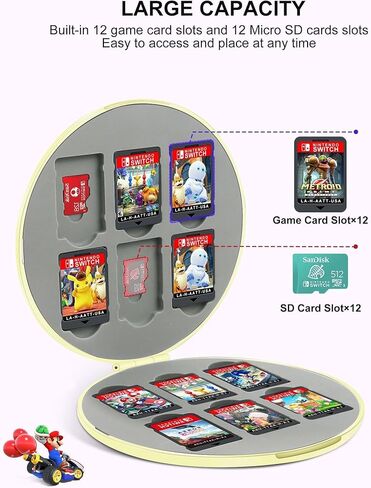 حافظة ألعاب سويتش لجهاز نينتندو سويتش/ لايت/ أوليد، حافظة خرطوشة تخزين محمولة لبطاقة تخزين الألعاب مع 16 فتحة لبطاقة الألعاب و16 فتحة لبطاقة SD الصغيرة، بطانة من السيليكون وإغلاق مغناطيسي، غلاف صلب in Kuwait