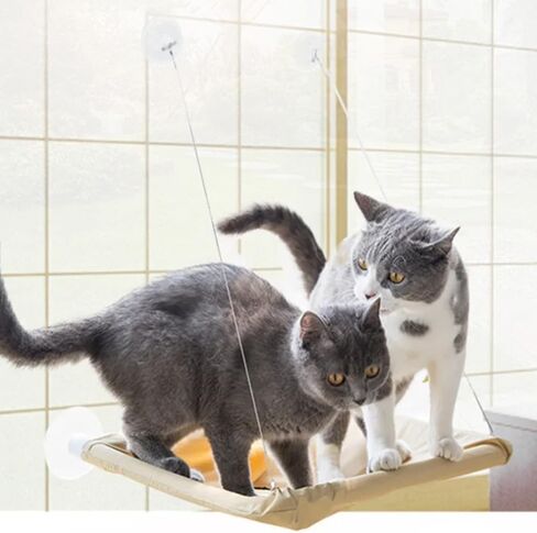 Cat Hammock Cat Window Perch for Large Cat Safety Bed Space Saving Resting Cats Suction Cups Hammock for Indoor Holds Up to 30lbs，360° Sun Bathing in Kuwait