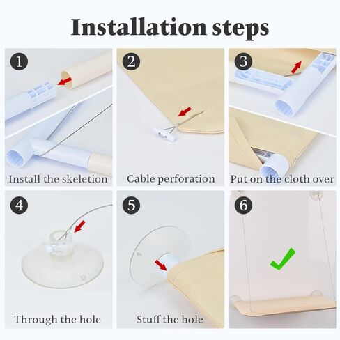 Cat Hammock Cat Window Perch for Large Cat Safety Bed Space Saving Resting Cats Suction Cups Hammock for Indoor Holds Up to 30lbs，360° Sun Bathing in Kuwait