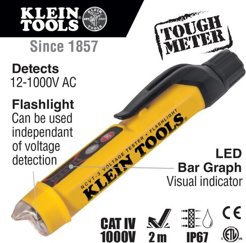Klein Tools NCVT-3 Voltage Tester, Non-Contact Dual Range Voltage Tester Pen for AC Testing with Integrated Flashlight in Saudi Arabia