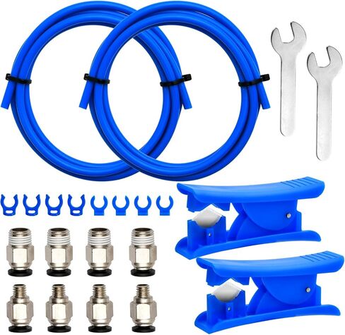 2 Pcs 3D Printer Bowden Tube 1M, PTFE Tube Teflon Bowden Tubing with high Grade PC4-M6 & PC4-M10 Pneumatic Fittings, Tube Cutter, for 1.75mm Filament Ender 3/Ender 3 V2/Ender 3 Pro/CR 10 Series in Saudi Arabia