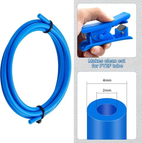 2 Pcs 3D Printer Bowden Tube 1M, PTFE Tube Teflon Bowden Tubing with high Grade PC4-M6 & PC4-M10 Pneumatic Fittings, Tube Cutter, for 1.75mm Filament Ender 3/Ender 3 V2/Ender 3 Pro/CR 10 Series in Saudi Arabia
