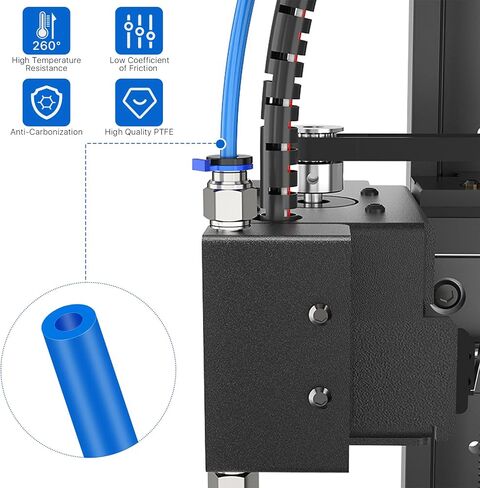 2 Pcs 3D Printer Bowden Tube 1M, PTFE Tube Teflon Bowden Tubing with high Grade PC4-M6 & PC4-M10 Pneumatic Fittings, Tube Cutter, for 1.75mm Filament Ender 3/Ender 3 V2/Ender 3 Pro/CR 10 Series in Saudi Arabia