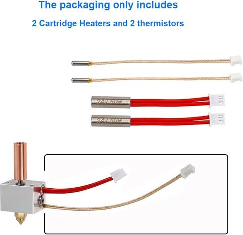 Heater Cartridge for Elegoo Neptune 4 High Temperature Sensor Heating Tube 24V 50W Thermistor NTC 100K 3950 for Neptune 4/Pro 3D Printer Hotend Accessories Replacement (4 Pack) in Kuwait