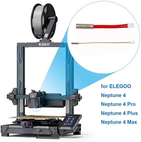 Heater Cartridge for Elegoo Neptune 4 High Temperature Sensor Heating Tube 24V 50W Thermistor NTC 100K 3950 for Neptune 4/Pro 3D Printer Hotend Accessories Replacement (4 Pack) in Kuwait