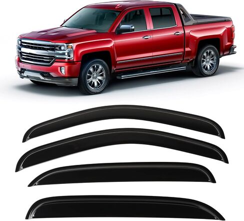4PCS Window Visors Deflectors Vent Guards Sun Wind Rain Shield fit for 2007-2013 Silverado 1500, for Sierra 1500 Crew Cab Window Visors in Saudi Arabia