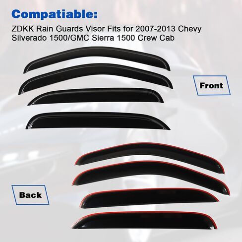 4PCS Window Visors Deflectors Vent Guards Sun Wind Rain Shield fit for 2007-2013 Silverado 1500, for Sierra 1500 Crew Cab Window Visors in Saudi Arabia