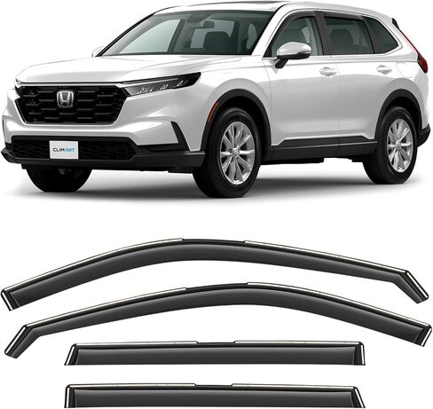 واقيات مطر متينة بشكل لا يصدق داخل القناة من CLIM ART لسيارة Honda CR-V (CRV) 2023-2024، عاكسات النوافذ الأصلية، أقنعة نافذة التهوية، عاكس التهوية، 4 قطع. - 623170 in Kuwait