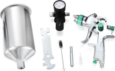 مسدس رش تغذية الجاذبية HVLP مقاس 2.5 مم مع منظم هواء، طلاء تمهيدي تلقائي، رقاقة معدنية in Kuwait