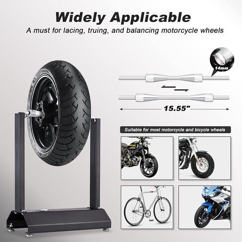 Portable Motorcycle Bike Wheel Balancer,Tire Stand, Rim Tire Balancing Spin Static Truing Stand with Adjustable 0.55" Centering Cones in Saudi Arabia