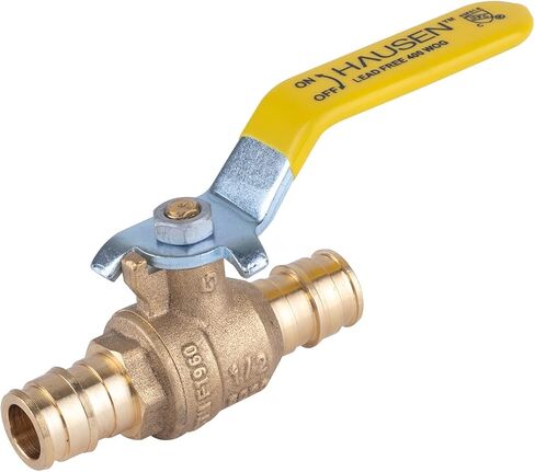صمام كروي PEX بمنفذ كامل من النحاس عالي التحمل مقاس 3/4 بوصة خالي من الرصاص مع تصريف، مع وصلة PEX موسعة، 10 عبوات in Saudi Arabia