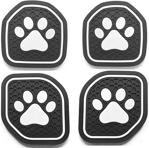 Auto Cup Holder Coaster Insert: an Interior Accessory Fit for Sport & Rubicon of (Jeep Wrangler JL JLU & Gladiator JT) of 2018 2019 2020 2021,or A Car Liner Mat Pad, 4pcs -Blue (Pawprint) in Saudi Arabia