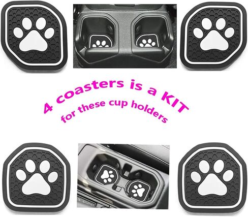 Auto Cup Holder Coaster Insert: an Interior Accessory Fit for Sport & Rubicon of (Jeep Wrangler JL JLU & Gladiator JT) of 2018 2019 2020 2021,or A Car Liner Mat Pad, 4pcs -Blue (Pawprint) in Saudi Arabia