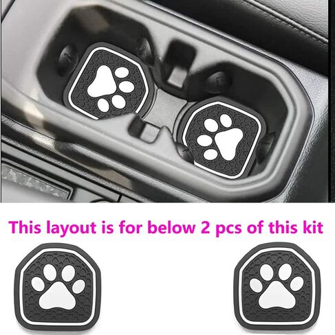 Auto Cup Holder Coaster Insert: an Interior Accessory Fit for Sport & Rubicon of (Jeep Wrangler JL JLU & Gladiator JT) of 2018 2019 2020 2021,or A Car Liner Mat Pad, 4pcs -Blue (Pawprint) in Saudi Arabia