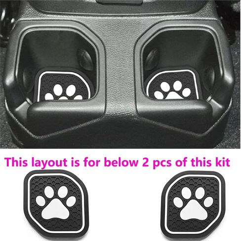 Auto Cup Holder Coaster Insert: an Interior Accessory Fit for Sport & Rubicon of (Jeep Wrangler JL JLU & Gladiator JT) of 2018 2019 2020 2021,or A Car Liner Mat Pad, 4pcs -Blue (Pawprint) in Saudi Arabia