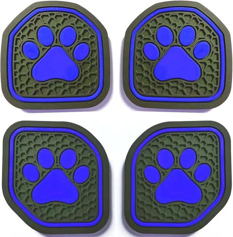 حشوة قاعدة الأكواب التلقائية: ملحق داخلي مناسب للرياضة والروبيكون (Jeep Wrangler JL JLU Gladiator JT) 2018 2019 2020 2021، أو وسادة بساط بطانة السيارة، 4 قطع - أحمر (بصمة مخالب) in Kuwait