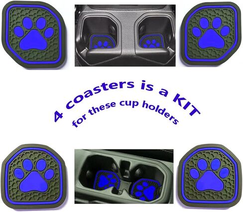 حشوة قاعدة الأكواب التلقائية: ملحق داخلي مناسب للرياضة والروبيكون (Jeep Wrangler JL JLU Gladiator JT) 2018 2019 2020 2021، أو وسادة بساط بطانة السيارة، 4 قطع - أحمر (بصمة مخالب) in Kuwait