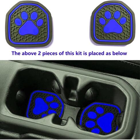 حشوة قاعدة الأكواب التلقائية: ملحق داخلي مناسب للرياضة والروبيكون (Jeep Wrangler JL JLU Gladiator JT) 2018 2019 2020 2021، أو وسادة بساط بطانة السيارة، 4 قطع - أحمر (بصمة مخالب) in Kuwait