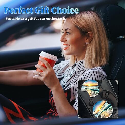 Car Cup Holder Coasters, 2 Pack Absorbent Ceramic Coaster 2.56" Universal Ceramic Stone & Non-Scratch Cork Base Coasters Auto Accessories for Women & Men(Ocean) in Saudi Arabia