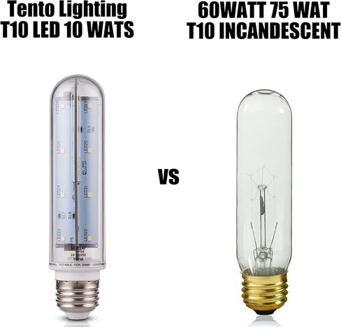 مصباح أنبوبي Tento Lighting T10 LED، لمبة إضاءة أنبوبية، قاعدة متوسطة E26، استبدال لمبة الإضاءة للثلاجة والفريزر تحت الصفر، لمبة إضاءة لحوض السمك، لمبة من النوع T، 60 وات - 70 وات، 5000 ك، أبيض بارد (عبوتان) in Kuwait