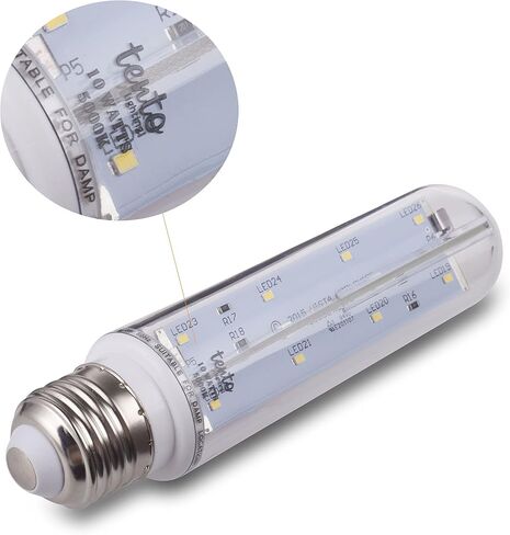 مصباح أنبوبي Tento Lighting T10 LED، لمبة إضاءة أنبوبية، قاعدة متوسطة E26، استبدال لمبة الإضاءة للثلاجة والفريزر تحت الصفر، لمبة إضاءة لحوض السمك، لمبة من النوع T، 60 وات - 70 وات، 5000 ك، أبيض بارد (عبوتان) in Kuwait