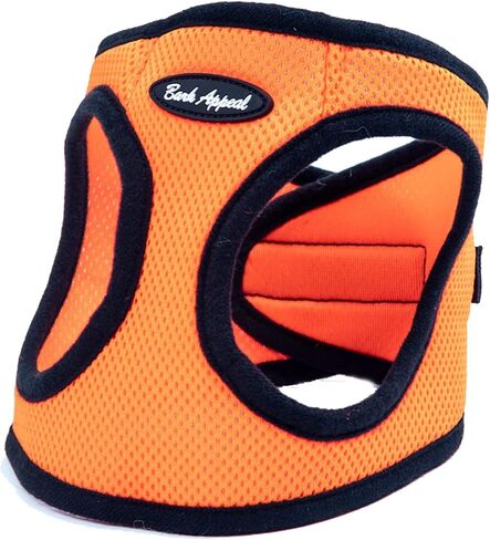 Orange Solid Step-in Dog Harness by Bark Appeal, Mesh Vest Harness for Dogs, Non-Choking with Adjustable Heavy-Duty Buckle for Safe, Secure Fit in Saudi Arabia